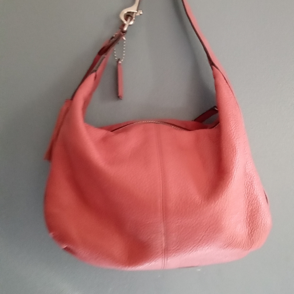 Coach Leather‎ Hobo Shoulder Bag Coral Pink Pebble Leather - Picture 5 of 6